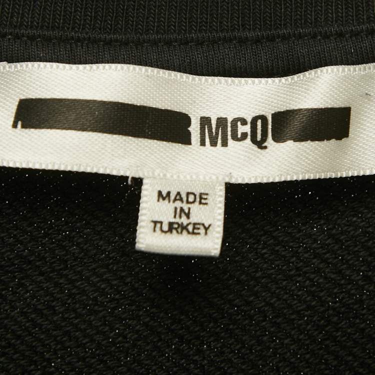 Pre Owned McQ by Alexander McQueen Black Logo Print Cotton Knit T-Shirt Dress L