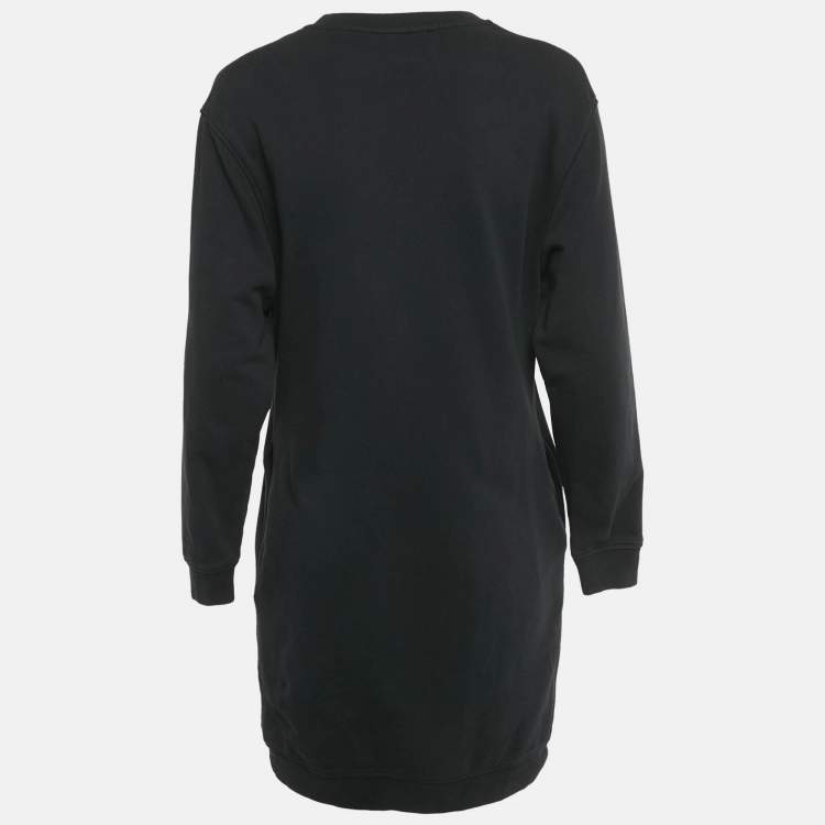 Pre Owned McQ by Alexander McQueen Black Logo Print Cotton Knit T-Shirt Dress L