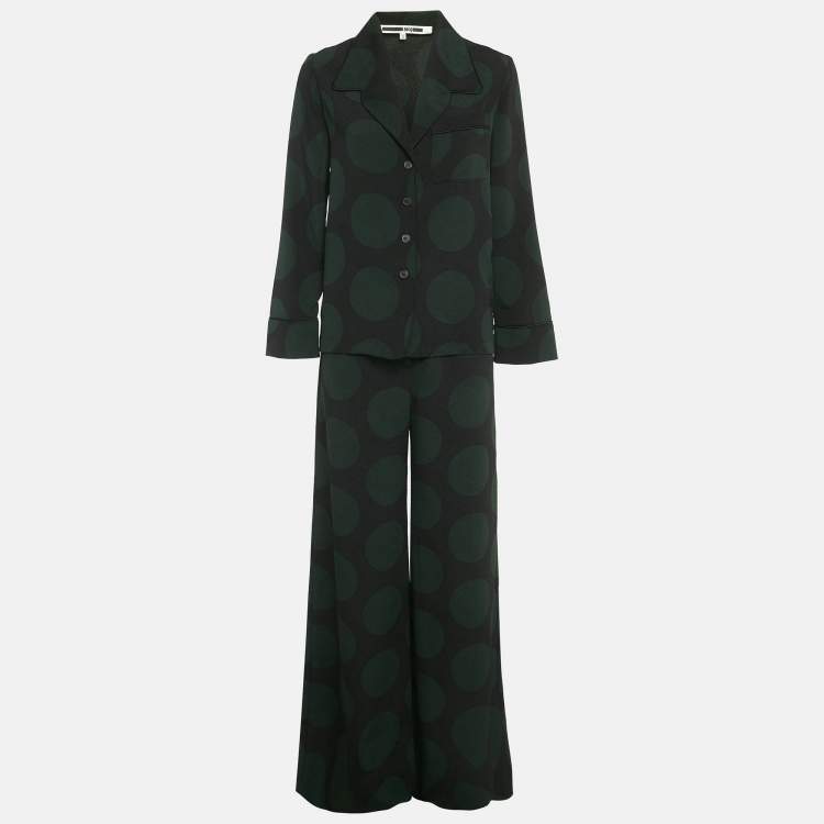 Pre Owned McQ by Alexander McQueen Black Big Polka Dot Crepe Top & Pants Set S 