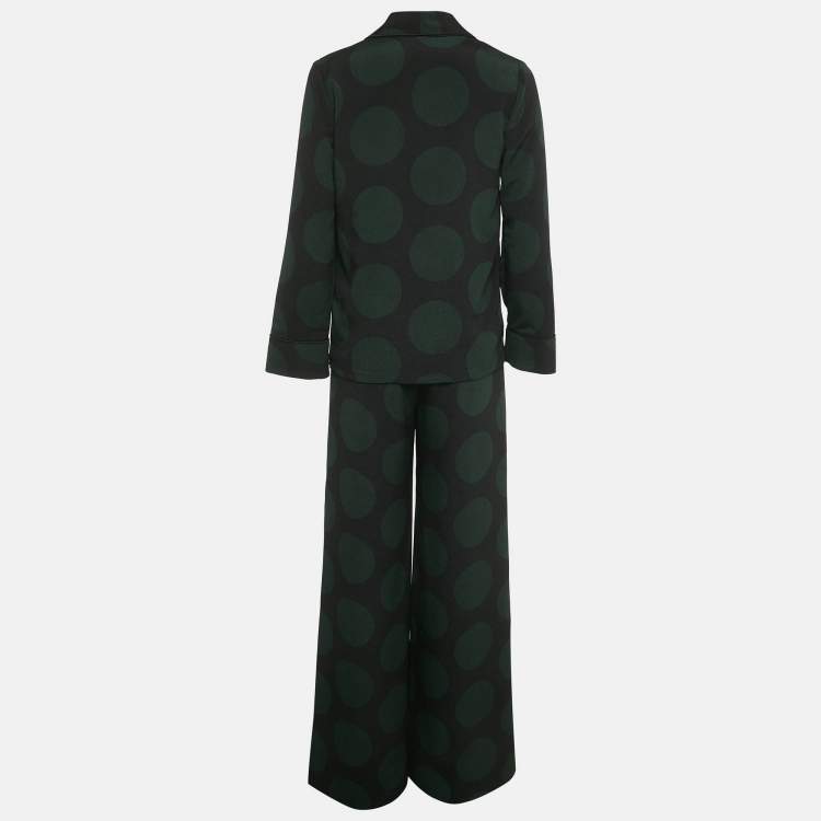 Pre Owned McQ by Alexander McQueen Black Big Polka Dot Crepe Top & Pants Set S 