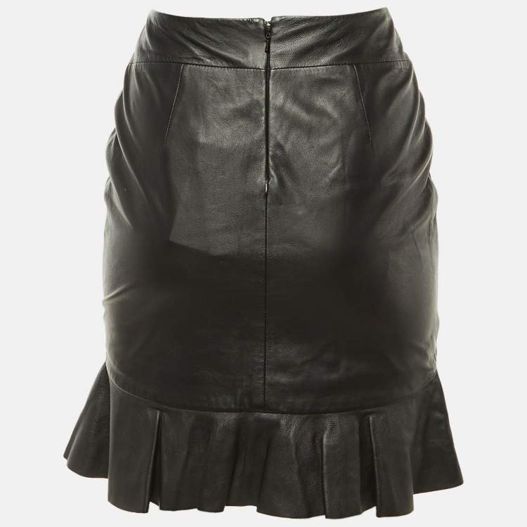 Pre Owned McQ by Alexander McQueen Black Leather Mini Skirt S