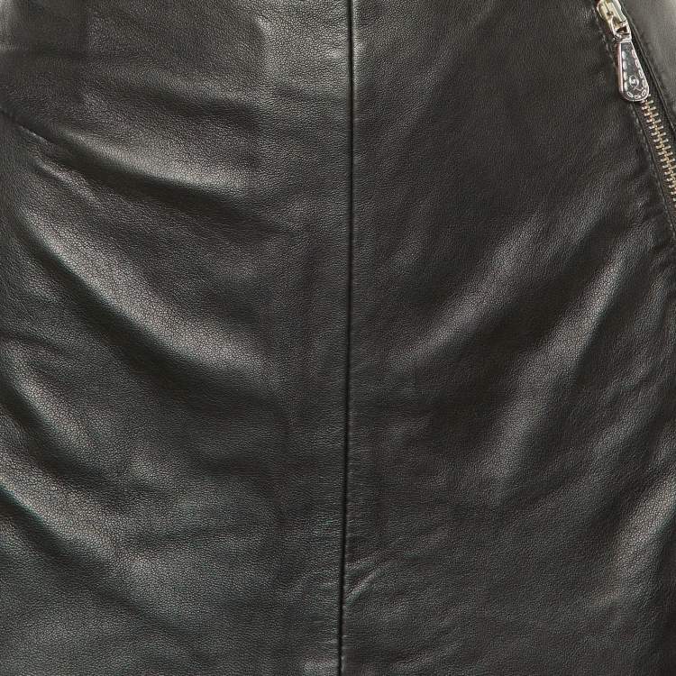 Pre Owned McQ by Alexander McQueen Black Leather Mini Skirt S