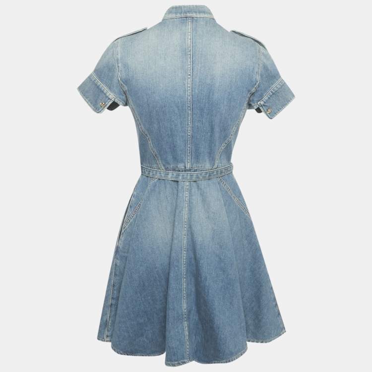 Pre Owned McQ by Alexander McQueen Blue Denim  Belted Mini Dress S