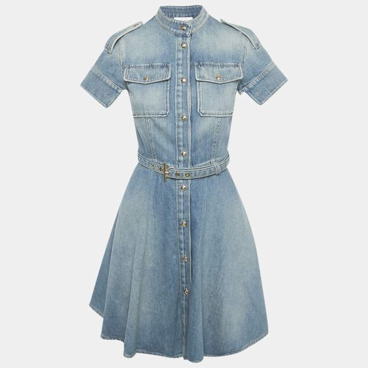 Pre Owned McQ by Alexander McQueen Blue Denim  Belted Mini Dress S