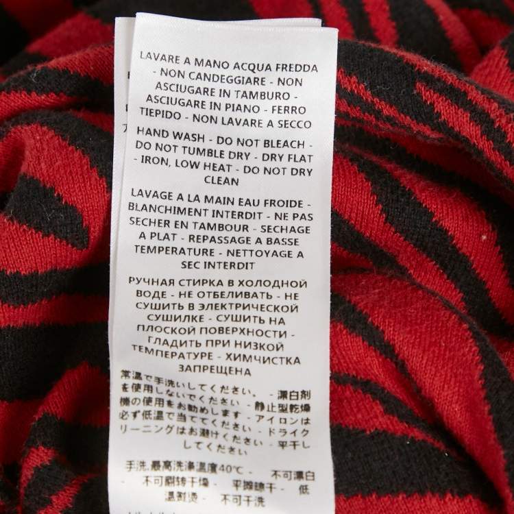 Pre Owned McQ by Alexander McQueen Red Animalskin Pattern Wool Midi Dress XXS