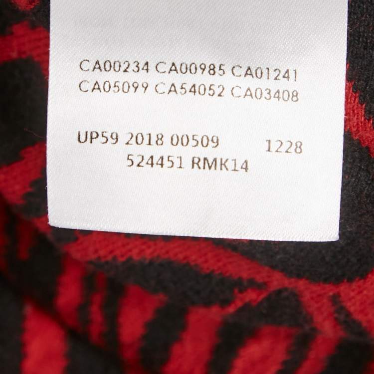 Pre Owned McQ by Alexander McQueen Red Animalskin Pattern Wool Midi Dress XXS