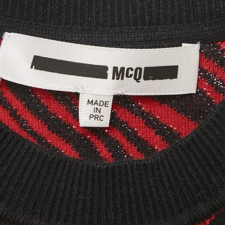 Pre Owned McQ by Alexander McQueen Red Animalskin Pattern Wool Midi Dress XXS