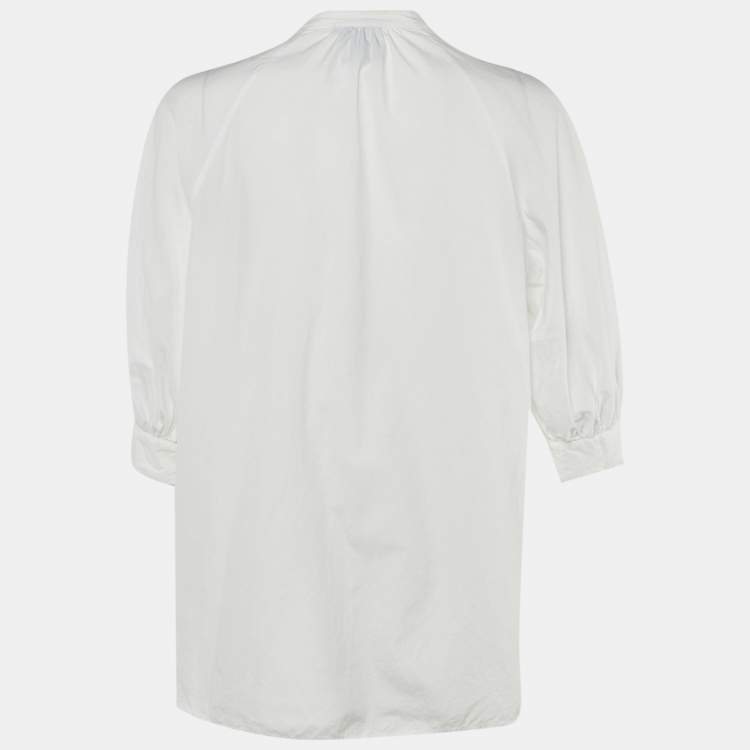 Pre Owned McQ By Alexander McQueen White Cotton Ruffle Detail Blouse L
