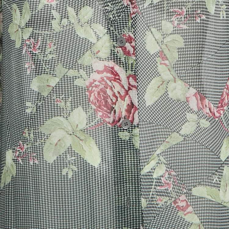 Pre Owned McQ by Alexander McQueen Black /White Printed Silk Sheer Shirt Dress M