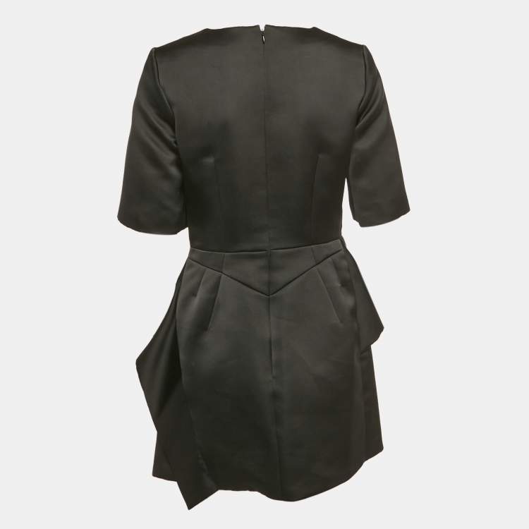 مملوكة مسبقًا McQ by Alexander McQueen Black Taffeta Sculpted Peplum Mini Dress M