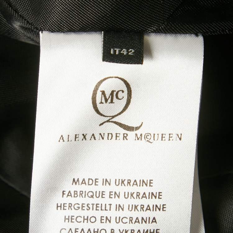 مملوكة مسبقًا McQ by Alexander McQueen Black Taffeta Sculpted Peplum Mini Dress M