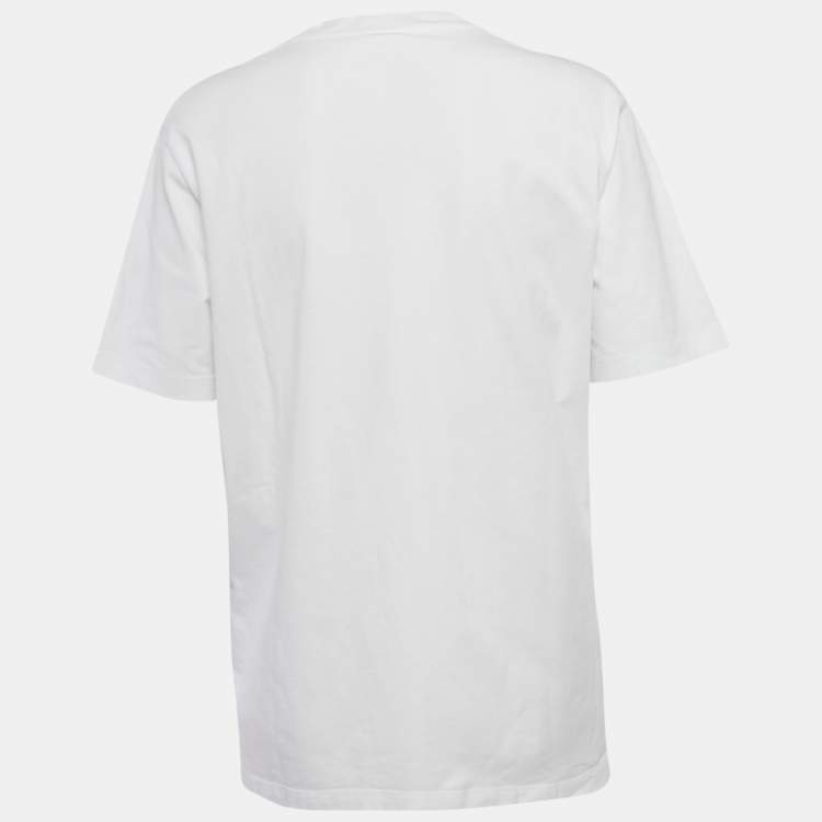 مملوكة مسبقًا McQ by Alexander McQueen White Logo Embossed Jersey Crewneck T-Shirt L