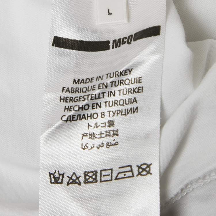 مملوكة مسبقًا McQ by Alexander McQueen White Logo Embossed Jersey Crewneck T-Shirt L