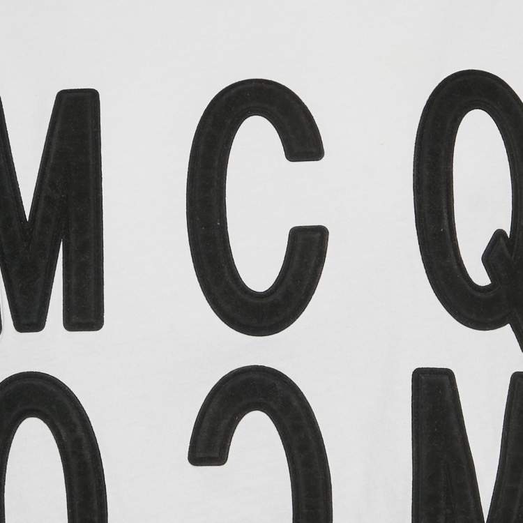 مملوكة مسبقًا McQ by Alexander McQueen White Logo Embossed Jersey Crewneck T-Shirt L