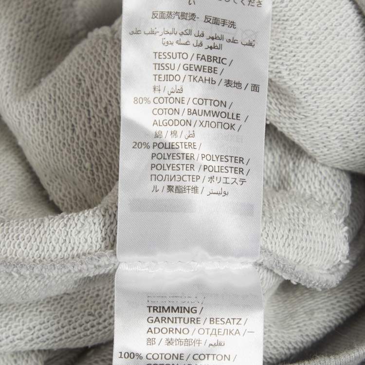 Pre Owned McQ by Alexander McQueen Grey Flocked Swallow Jersey Sweat Dress L