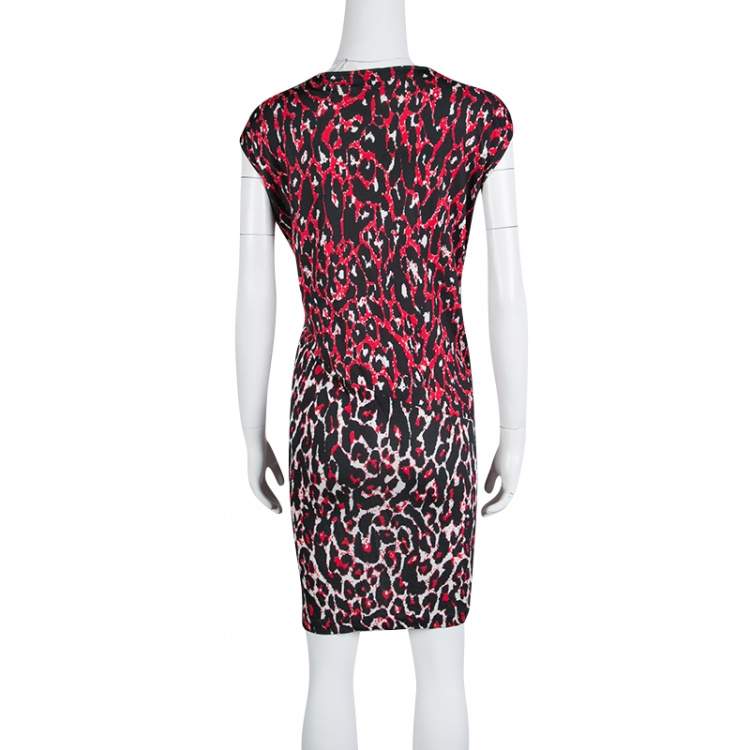 Pre Owned McQ by Alexander McQueen Red and Black Leopard Print Sleeveless Dress XL
