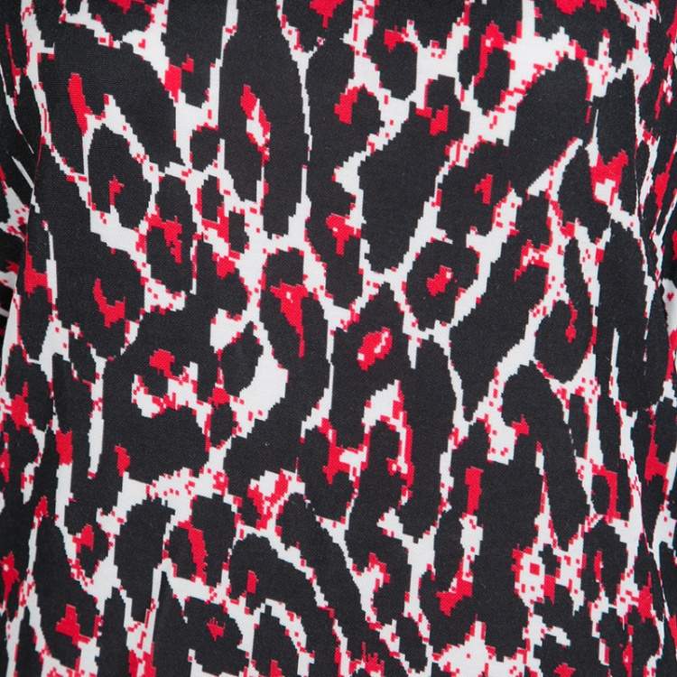Pre Owned McQ by Alexander McQueen Red and Black Leopard Print Sleeveless Dress XL