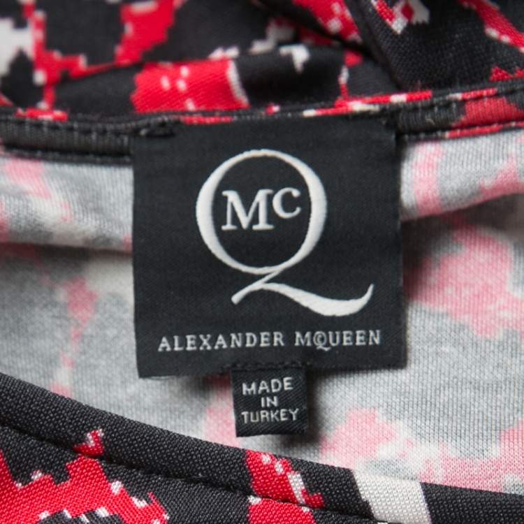 Pre Owned McQ by Alexander McQueen Red and Black Leopard Print Sleeveless Dress XL