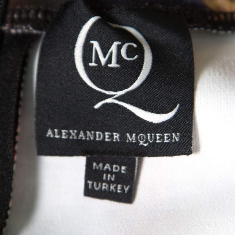 Pre Owned McQ by Alexander McQueen Blurry Lights Printed Jersey Sleeveless Peplum Dress S 