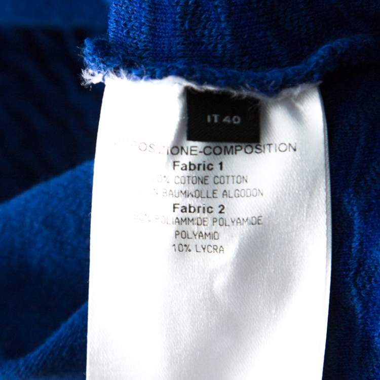 Pre Owned McQ by Alexander McQueen Blue Jersey Cut Out Neck Detail Fitted Fishtail Midi Dress S