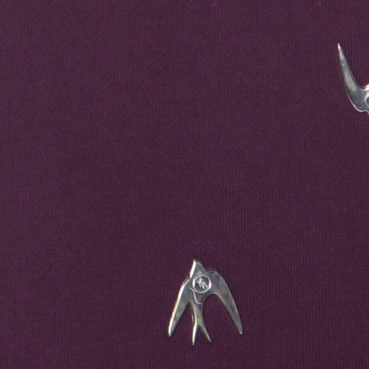 Pre Owned McQ by Alexander McQueen Burgundy Knit Swallow Embellished Jumper XS 