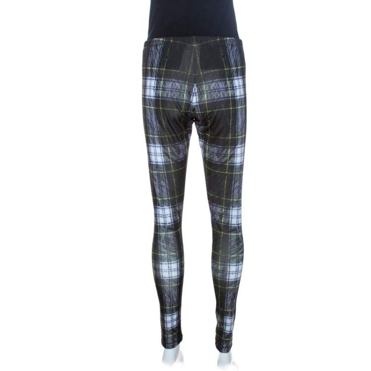 Pre Owned McQ by Alexander McQueen Green Printed Stretch Knit Leggings M