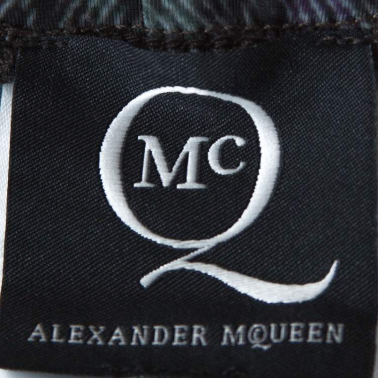 Pre Owned McQ by Alexander McQueen Green Printed Stretch Knit Leggings M
