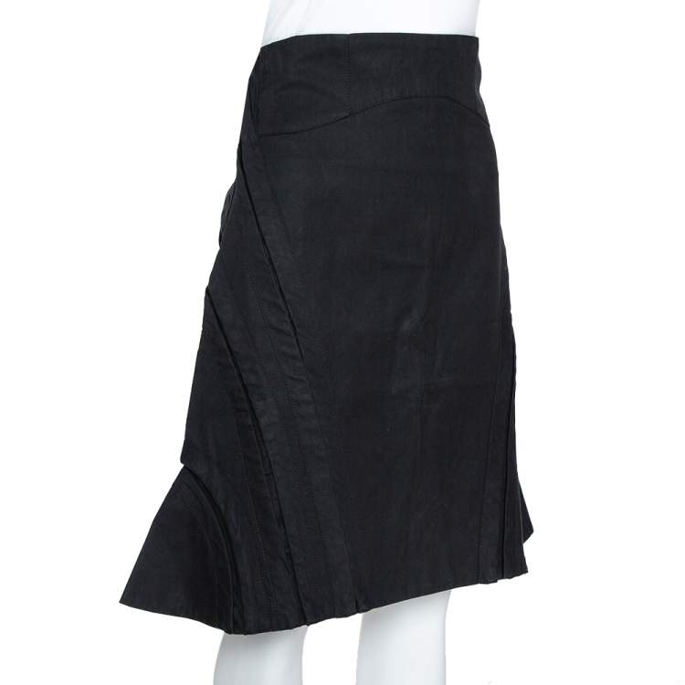 Pre Owned McQ by Alexander McQueen Black Cotton Structured A Line Skirt M