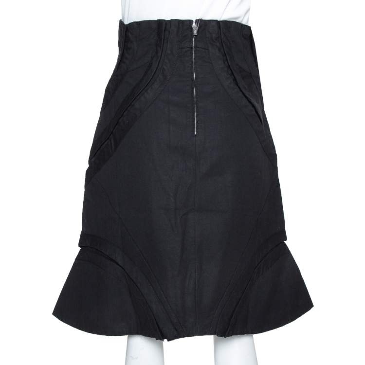 Pre Owned McQ by Alexander McQueen Black Cotton Structured A Line Skirt M