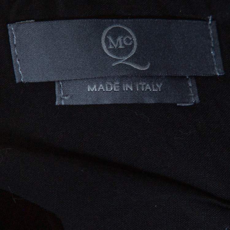Pre Owned McQ by Alexander McQueen Black Cotton Structured A Line Skirt L