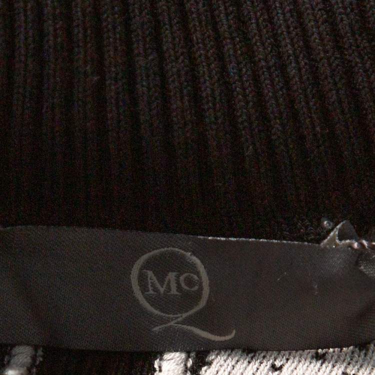 Pre Owned McQ by Alexander McQueen Monochrome Patterned Stretch Knit Button Detail Skirt S