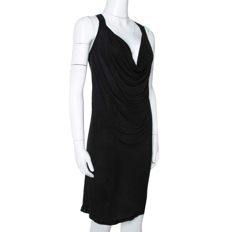 Pre Owned McQ by Alexander McQueen Black Jersey Cowl Neck Dress S