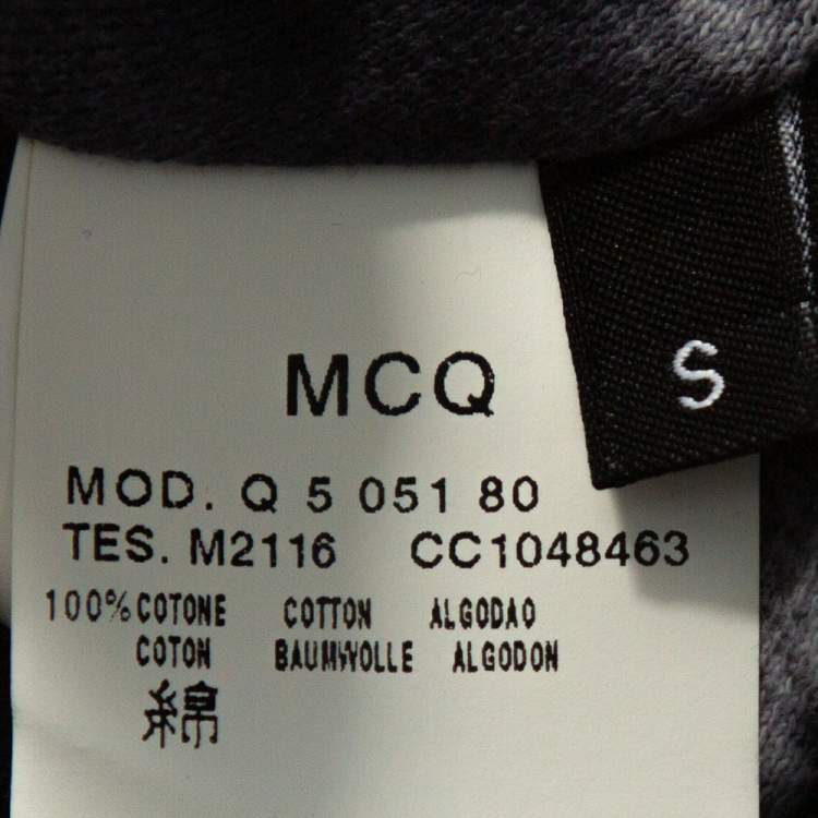 Pre Owned McQ by Alexander McQueen Graphite Printed Cotton Jersey Hooded Dress S