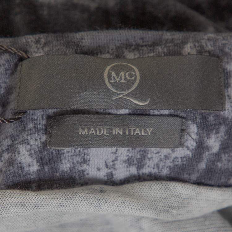 Pre Owned McQ by Alexander McQueen Graphite Printed Cotton Jersey Hooded Dress XS