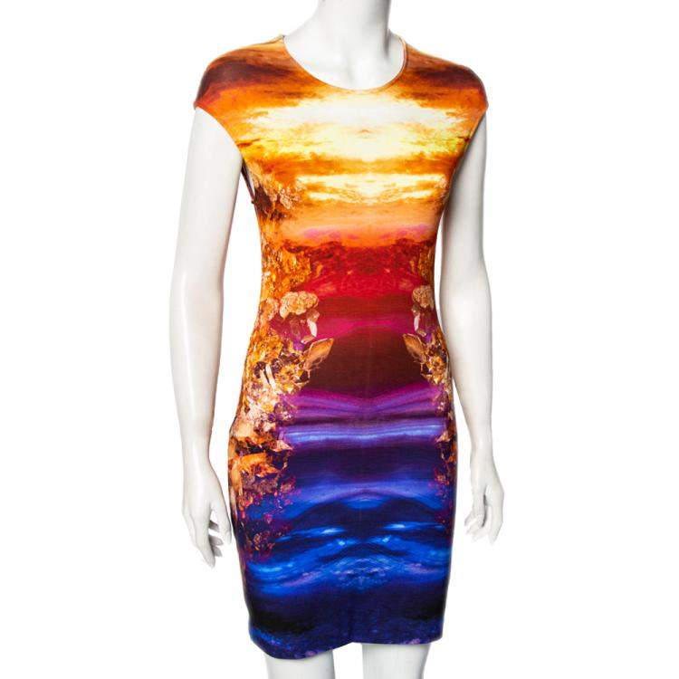 Pre Owned McQ by Alexander McQueen Multicolored Printed Jersey Short Dress M