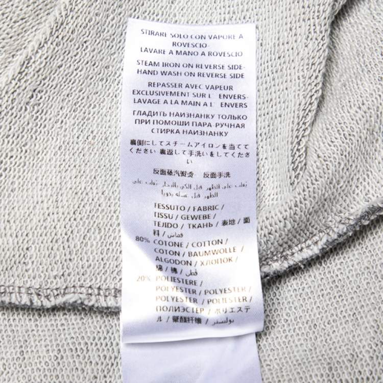 Pre Owned McQ by Alexander McQueen Grey Flocked Swallow Print Cotton Sweatshirt S