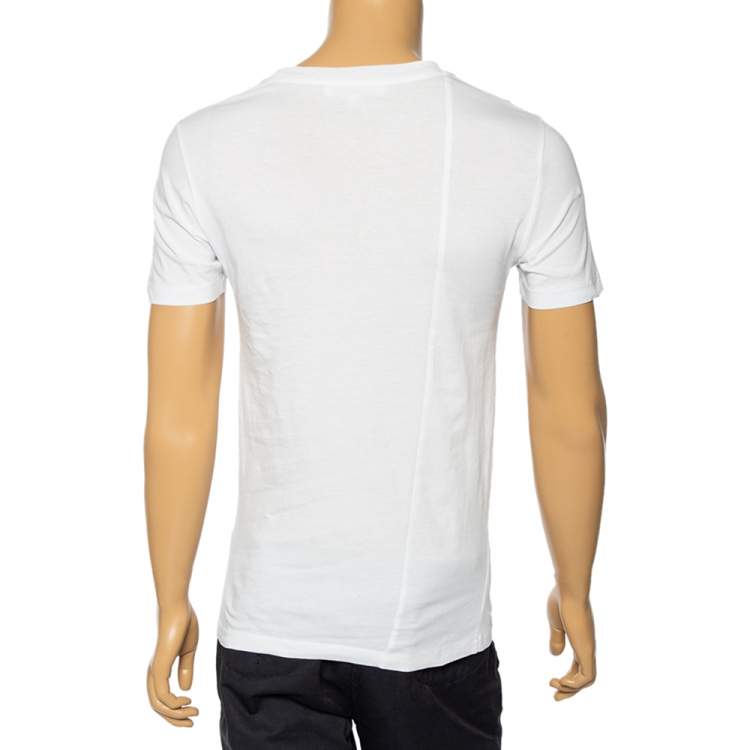 Pre Owned McQ by Alexander McQueen White Cotton Logo Patch Detailed Crewneck T-Shirt S
