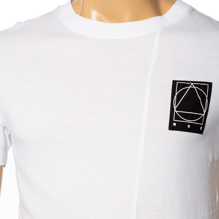 Pre Owned McQ by Alexander McQueen White Cotton Logo Patch Detailed Crewneck T-Shirt S