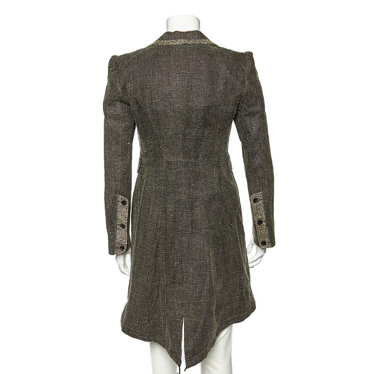 Pre Owned McQ by Alexander McQueen Grey Linen Button Front Blazer Coat S