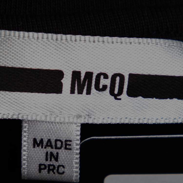 Pre Owned McQ by Alexander McQueen Black Cotton Eyelet Trimmed Ruffled T-Shirt S