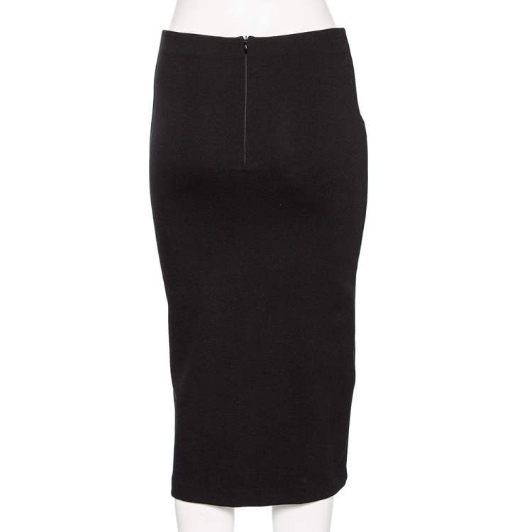 Pre Owned McQ by Alexander McQueen Black Jersey Contour Pencil Skirt M