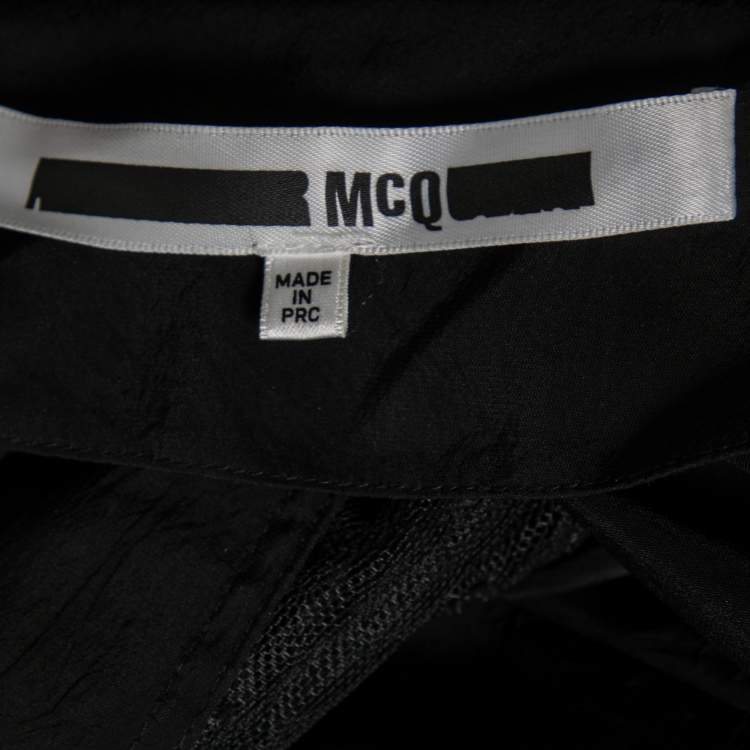 Pre Owned McQ by Alexander McQueen Black Crepe Lace Hem Coat L