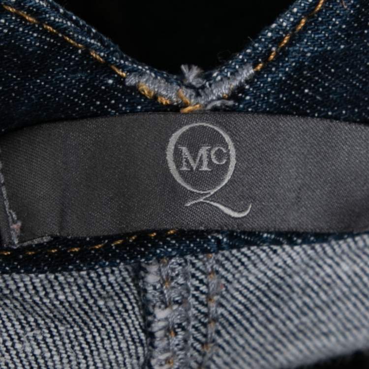 Pre Owned McQ by Alexander McQueen Blue Denim Applique Detail Shorts S