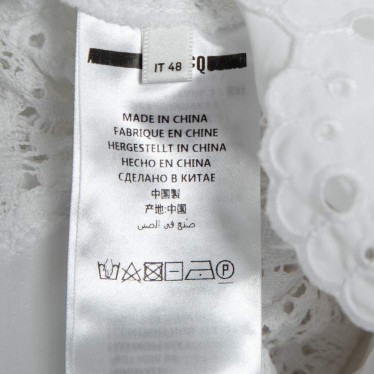Pre Owned McQ by Alexander McQueen White Eyelet Embroidered Cotton Shirtdress L