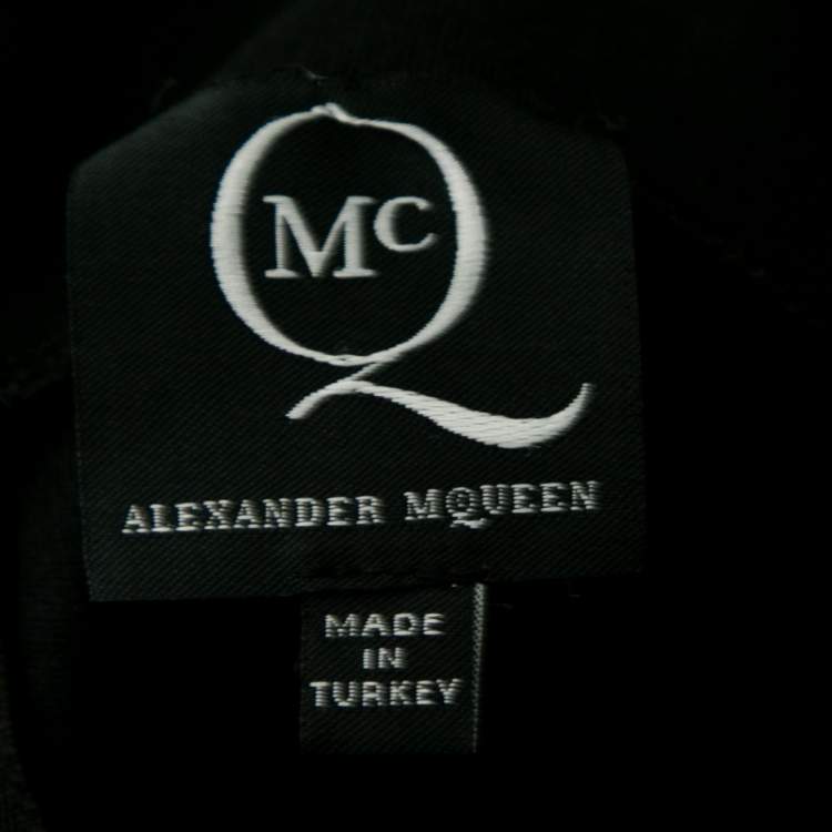 Pre Owned McQ By Alexander McQueen Black & Blue Printed Cotton Pencil Skirt S