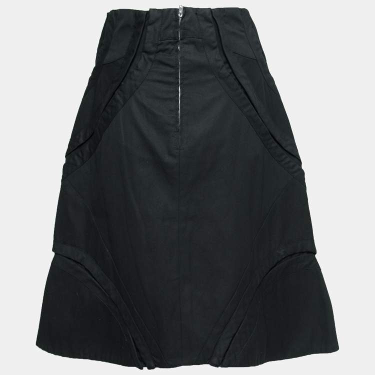 Pre Owned McQ by Alexander McQueen Black Cotton Structured A Line Skirt L