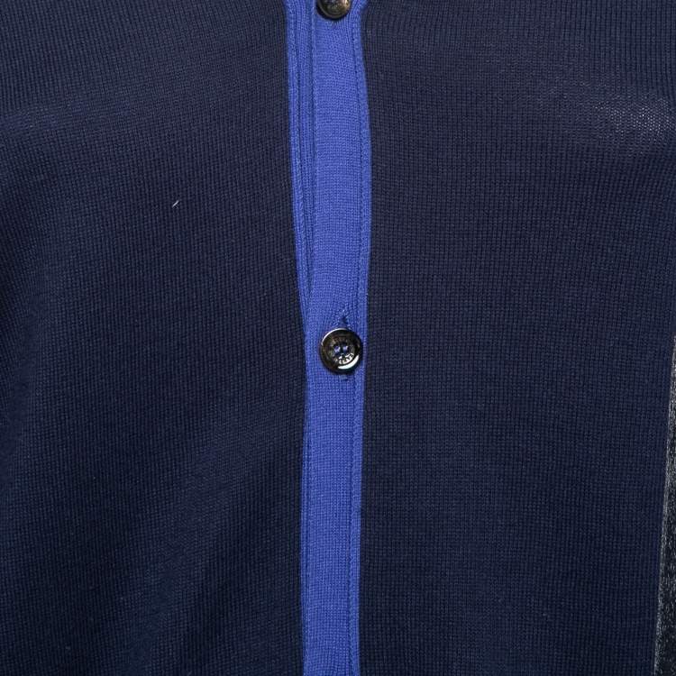 Pre Owned McQ by Alexander McQueen Blue Knit Button Front Long Sleeve Cardigan L