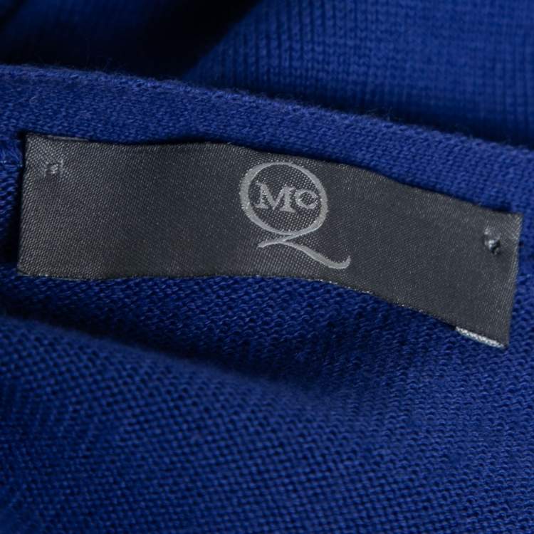 Pre Owned McQ by Alexander McQueen Blue Knit Button Front Long Sleeve Cardigan L