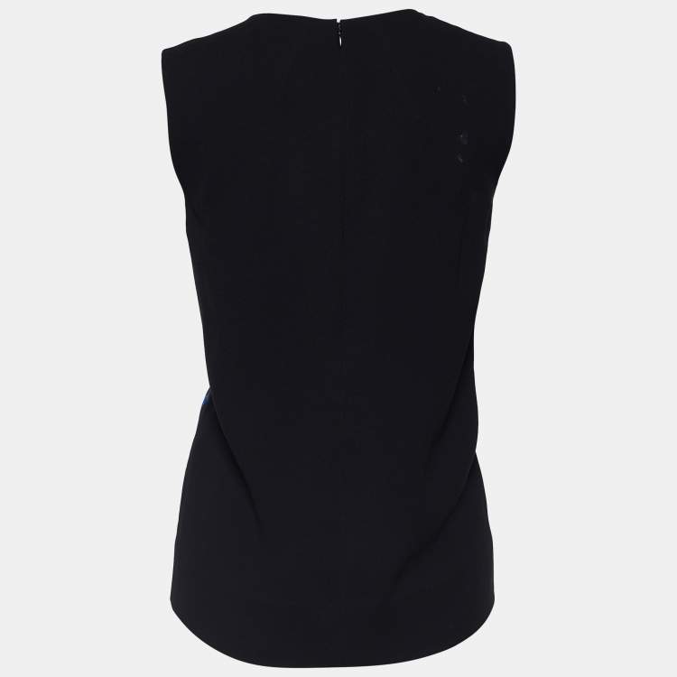 Pre Owned McQ by Alexander McQueen Black Printed Crepe Sleeveless Top S