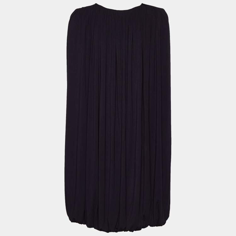 Pre Owned McQ by Alexander McQueen Dark Purple Jersey Draped Cape Dress L